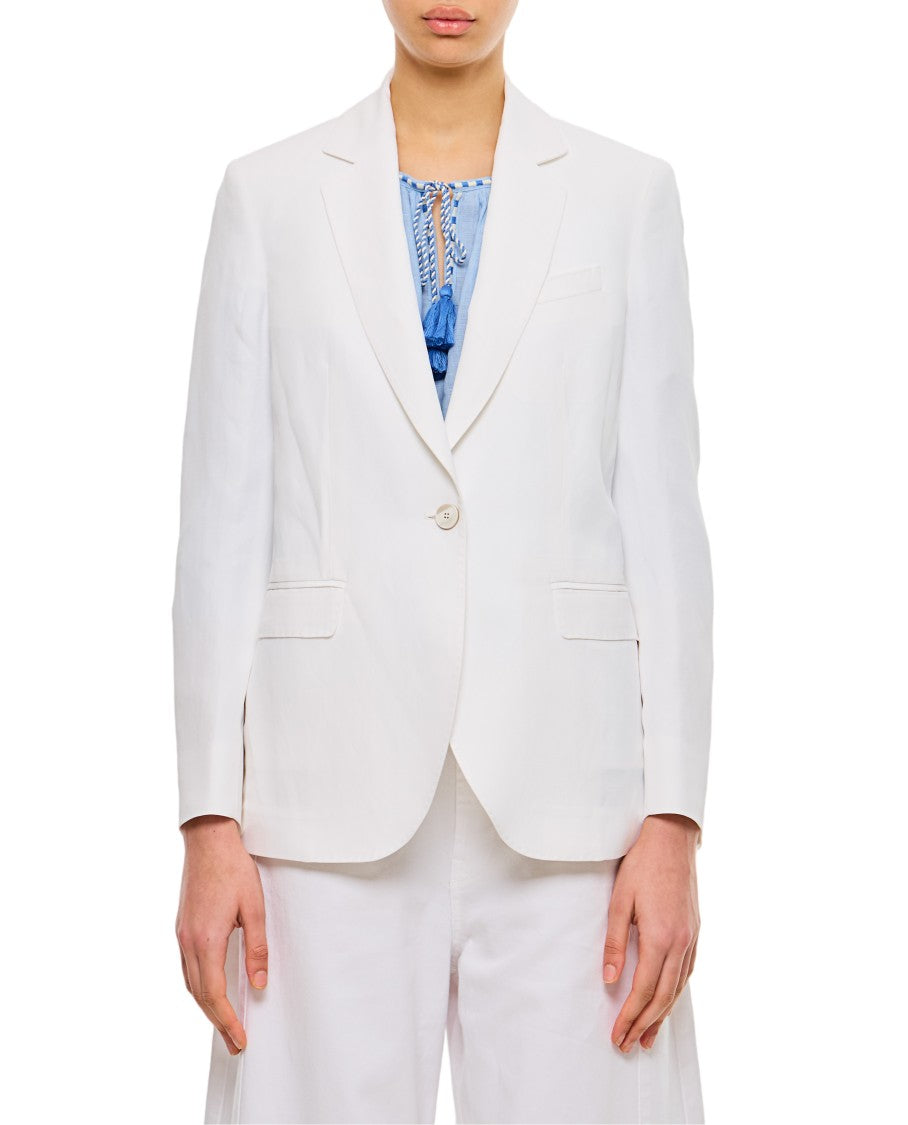 Alberto Biani Tailored White Jacket With Classic Lapel And Flap Pockets