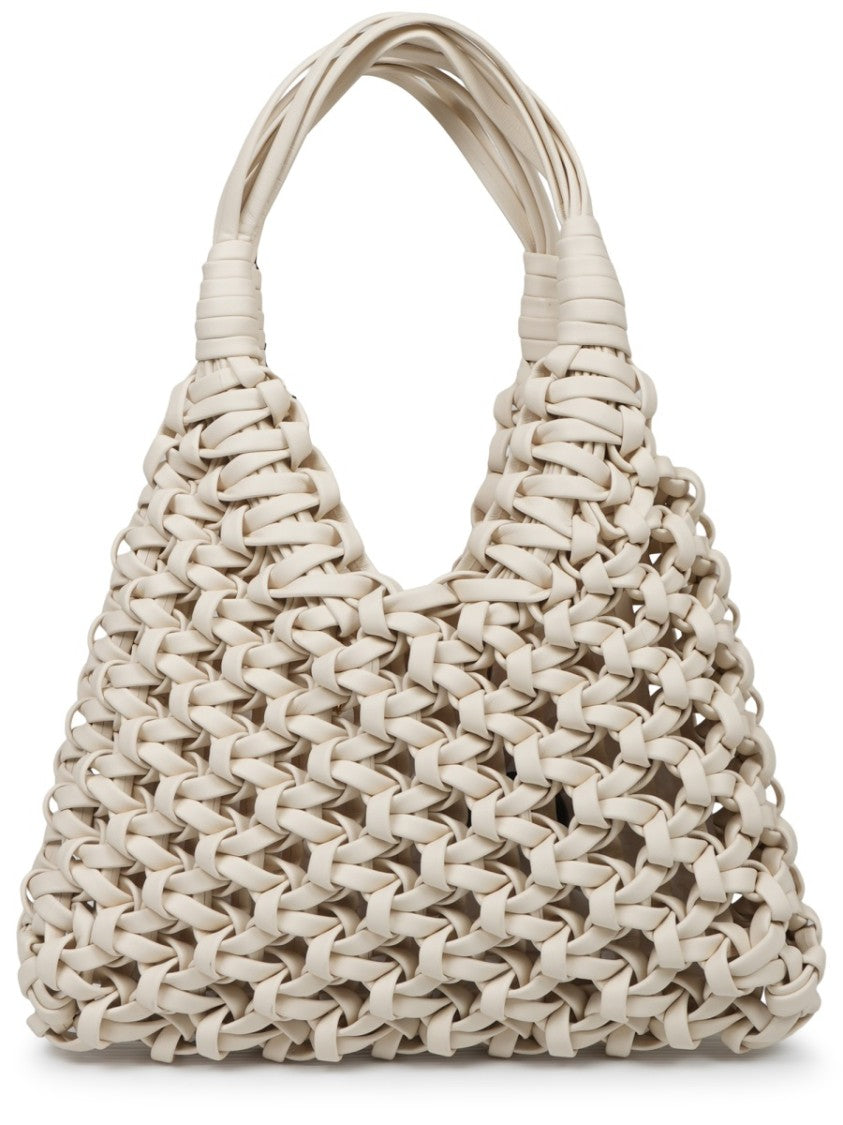Hibourama Woven Leather Shoulder Bag With Intricate Interlaced Design