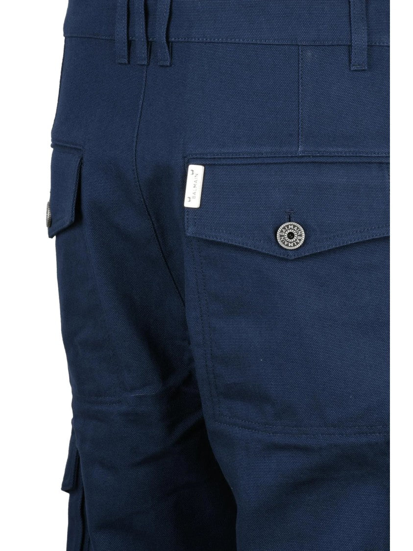 Balmain Blue Cotton Cargo Jeans