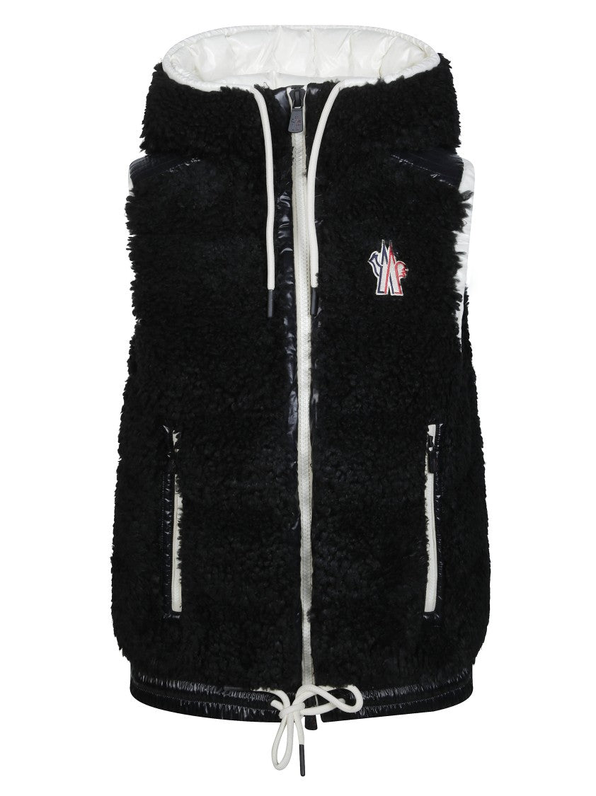 Moncler Grenoble Textured Black Activewear Zip-Up Vest