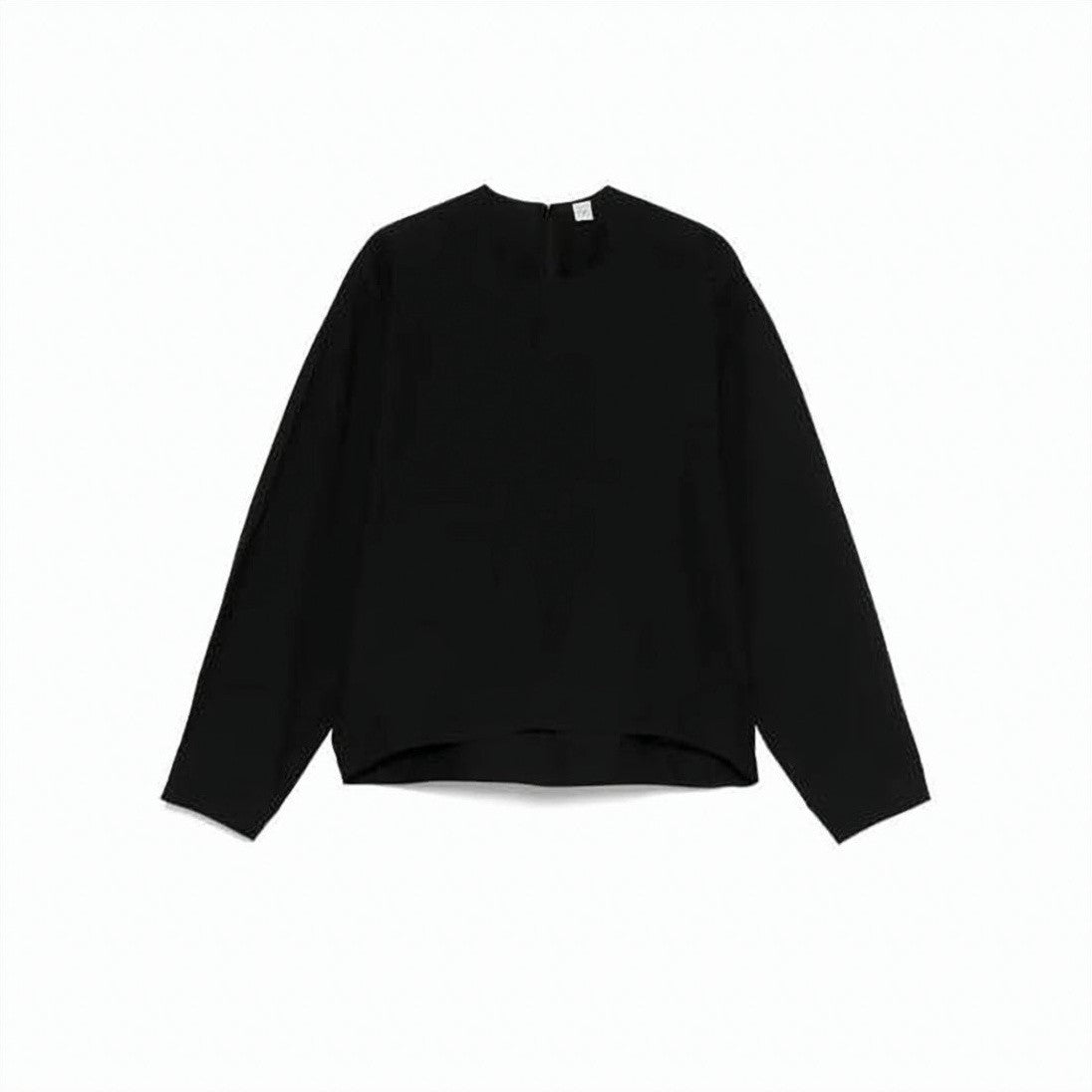 Totême Minimalist Black Blouse With High-Low Hem