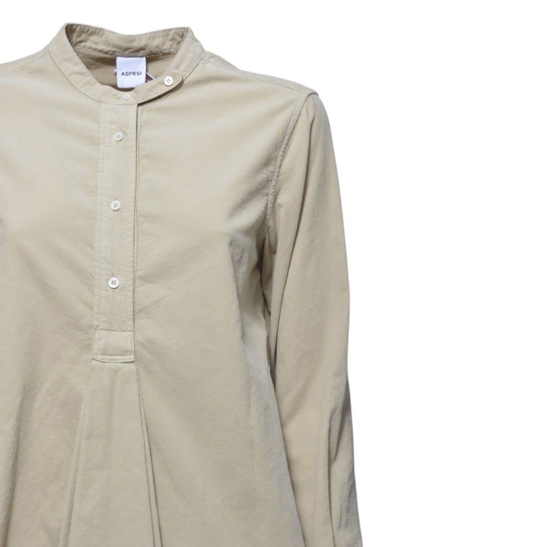 Aspesi Beige Cotton Velvet Shirt With Pleats