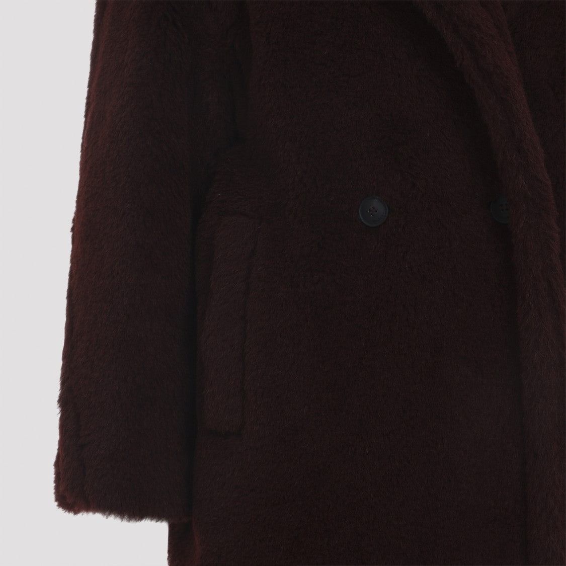 Max Mara Double-Breasted Long Coat In Deep Brown Alpaca Blend