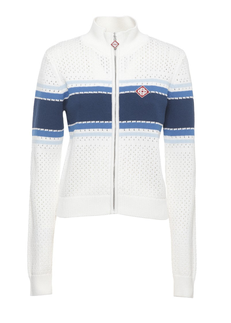Casablanca White Mesh Stripe Perforated Jacket