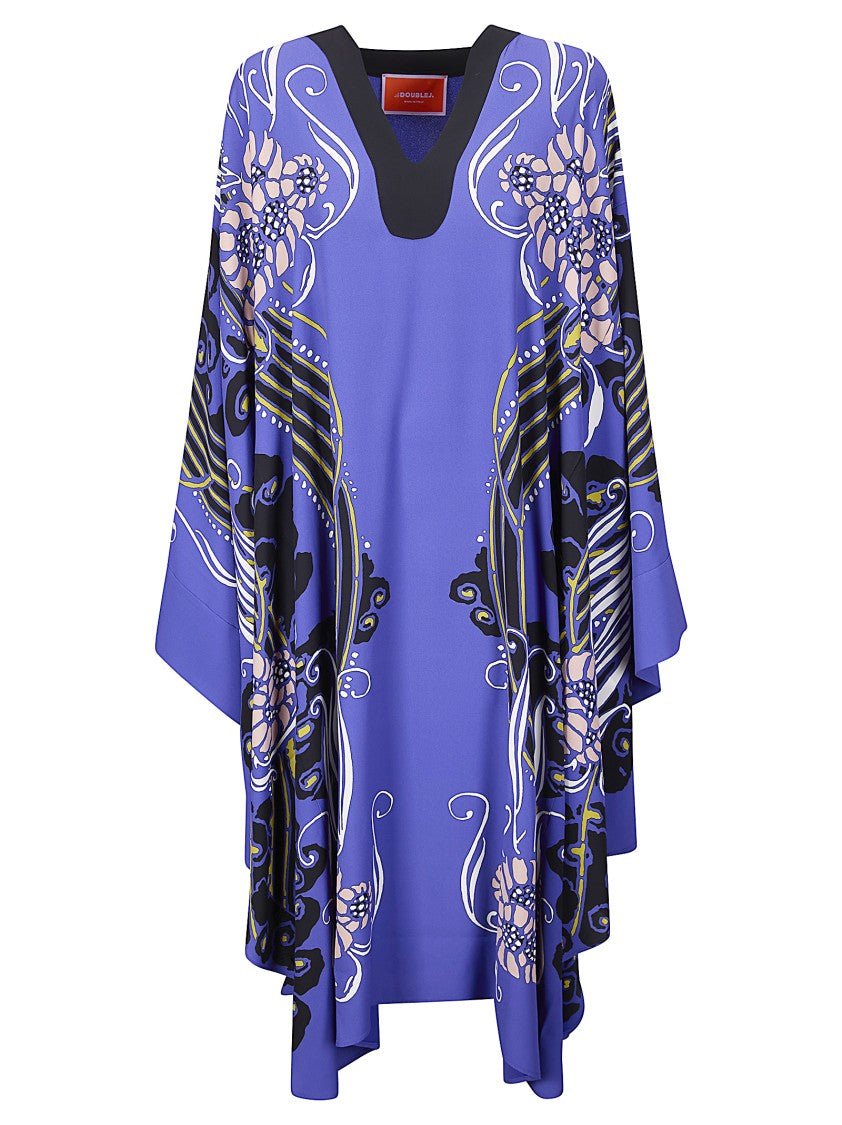 La Double J Floral Print Kaftan With Removable Belt And V-Neckline
