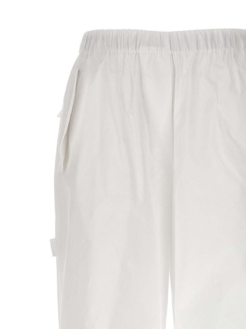 Nude Relaxed Fit White Cargo Trousers