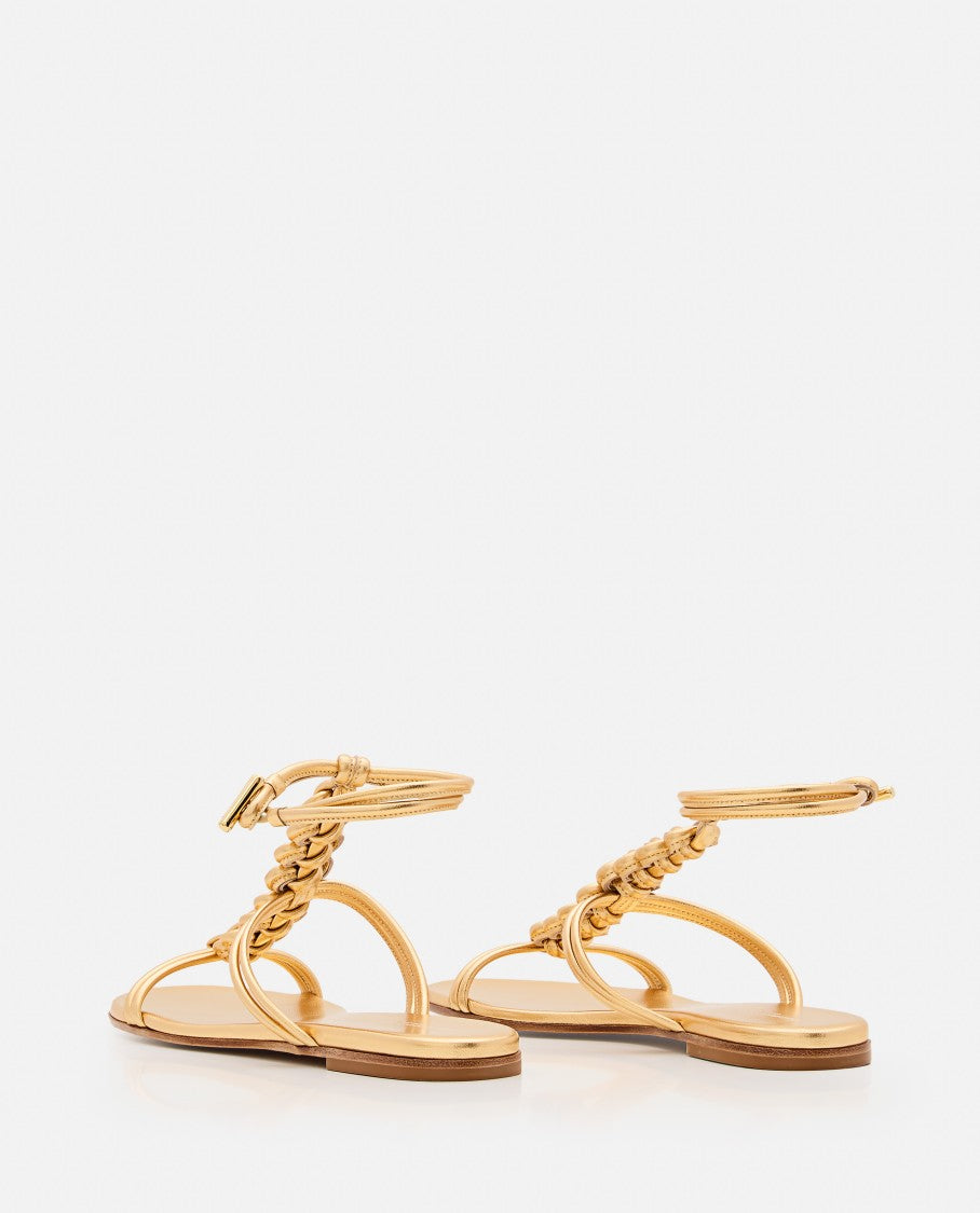 Gianvito Rossi Woven Leather Sandals With Round Open Toe Design