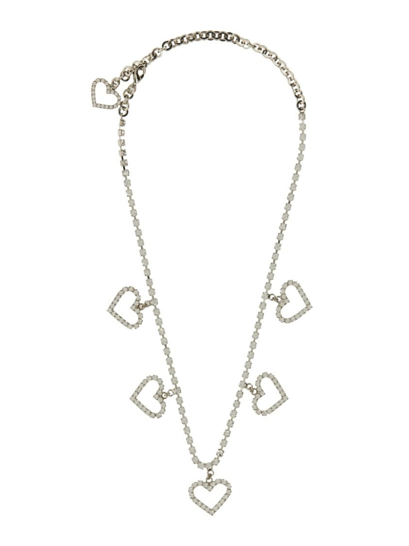 Alessandra Rich Crystal-Embellished Heart Pendant Necklace