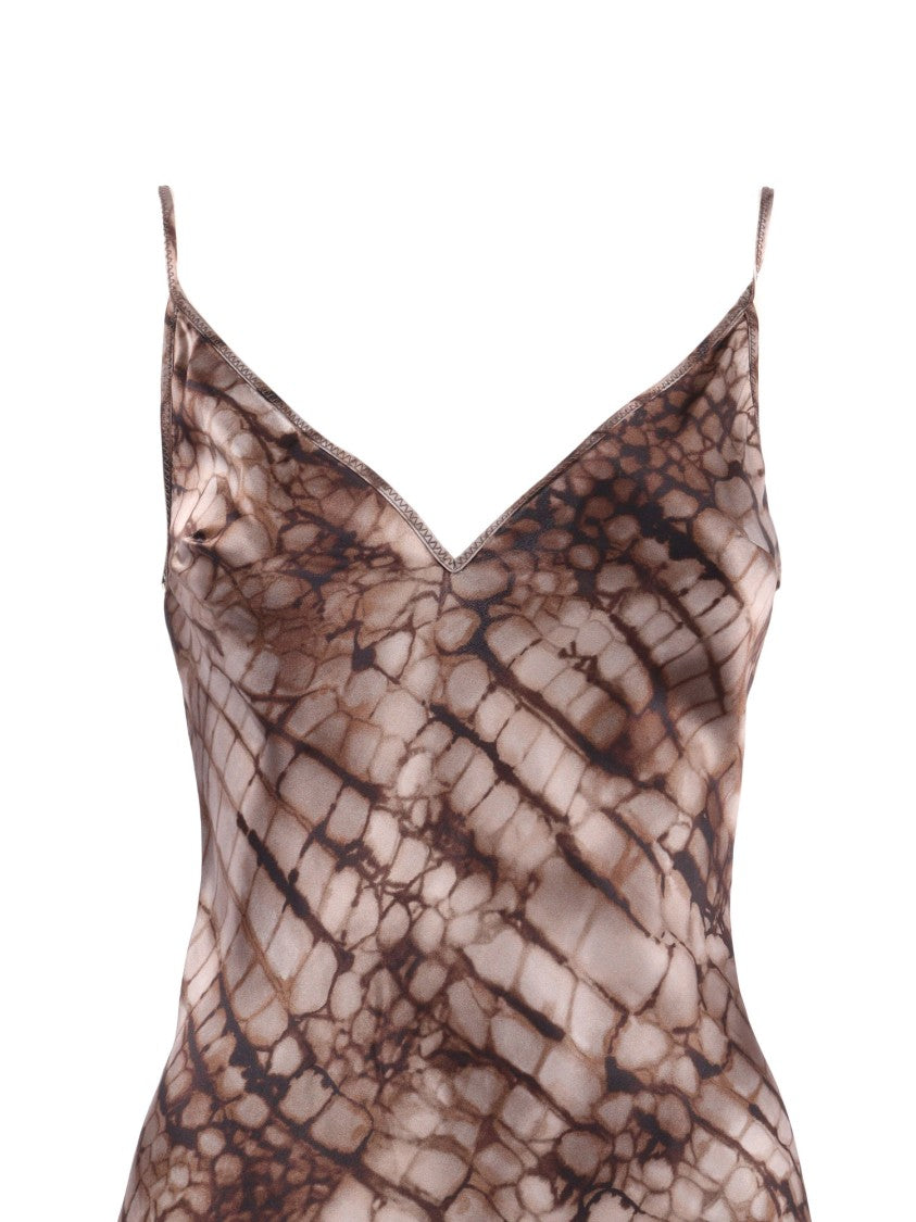 Elisabetta Franchi Fitted Midi Dress With Flared Hem And Textured Pattern