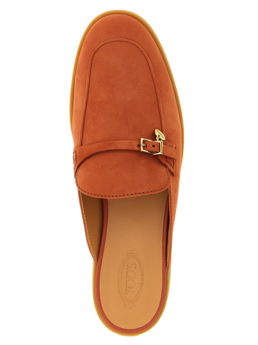 Tod's Satin-Finish Nubuck Sabots With Horseshoe-Shaped Heel