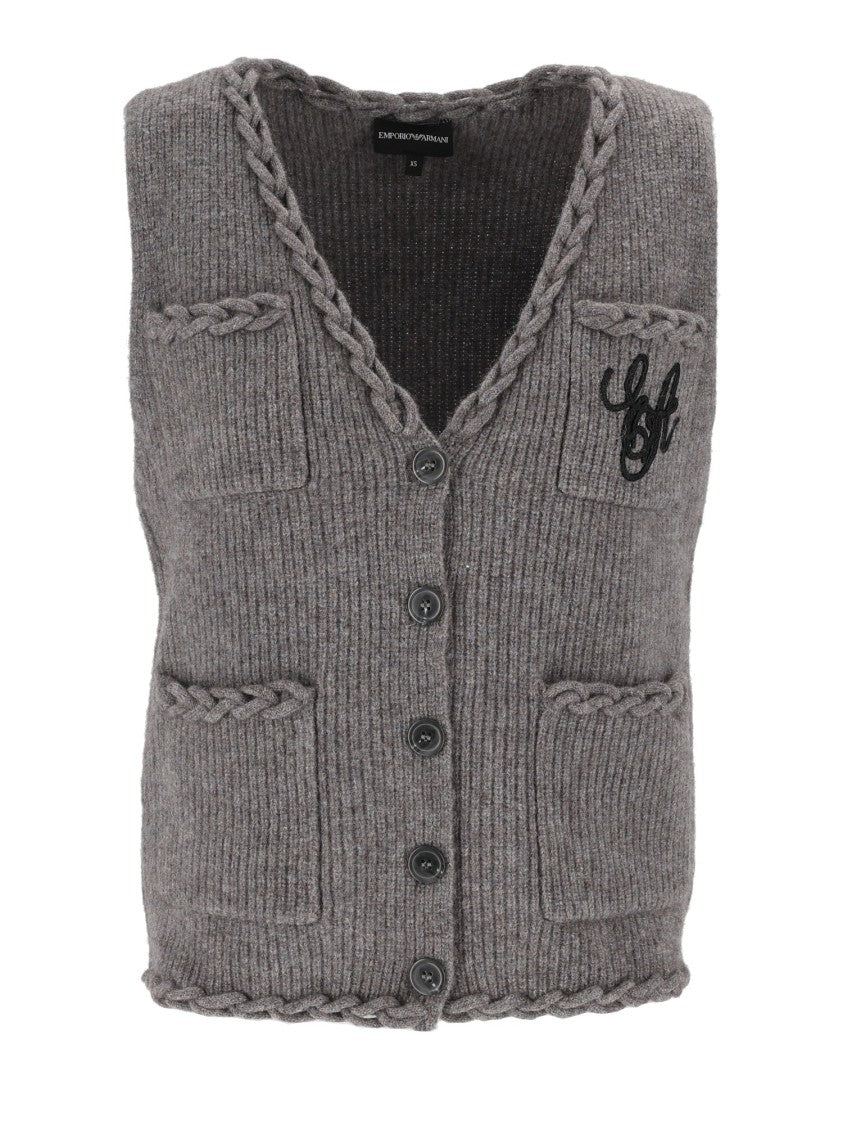 Emporio Armani Knitted Braided Trim Waistcoat