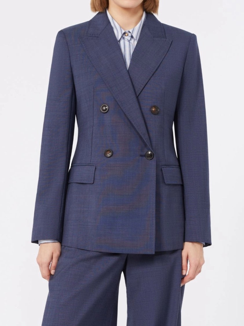 Max Mara Blue Mstumico Tailored Double-Breasted Blazer