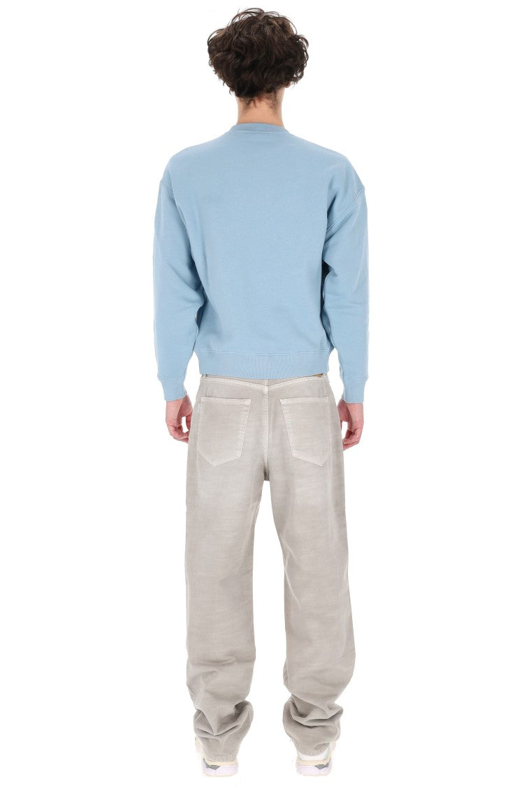 Autry Light Blue Central Logo Cotton Crewneck Sweatshirt