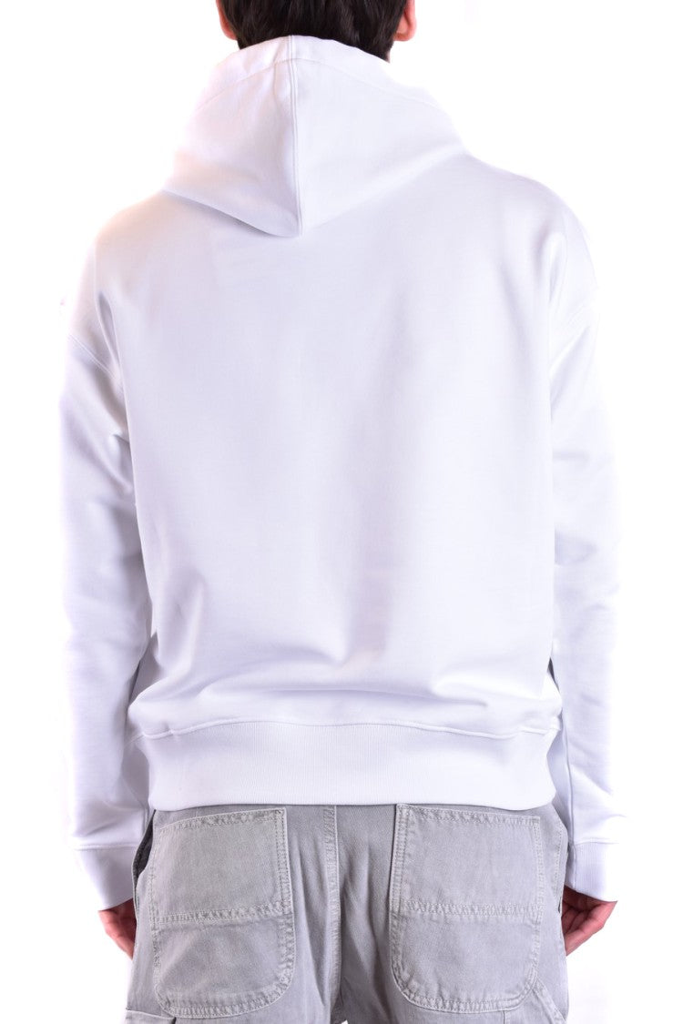Moschino White Cotton Sweatshirt Kangaroo Pocket Logo