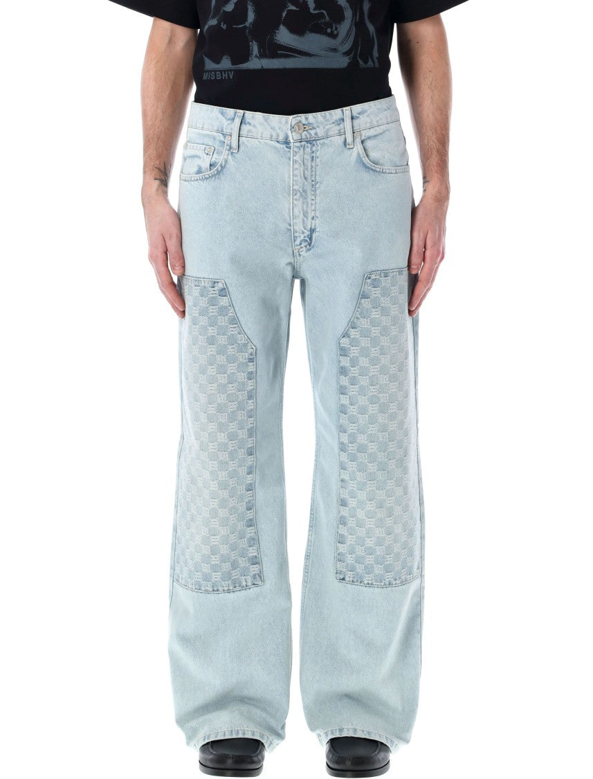 Misbhv Monogram-Embroidered Carpenter Denim Trousers
