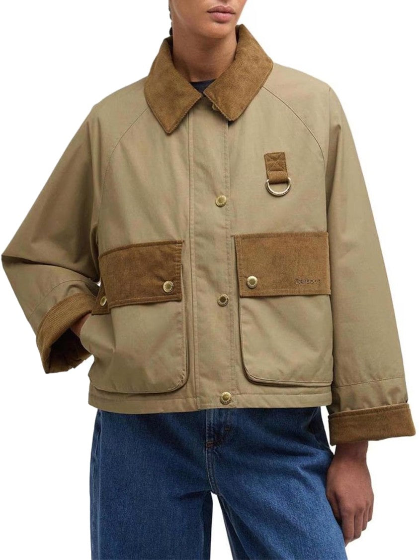 Barbour Cropped Boxy Jacket With Corduroy Collar