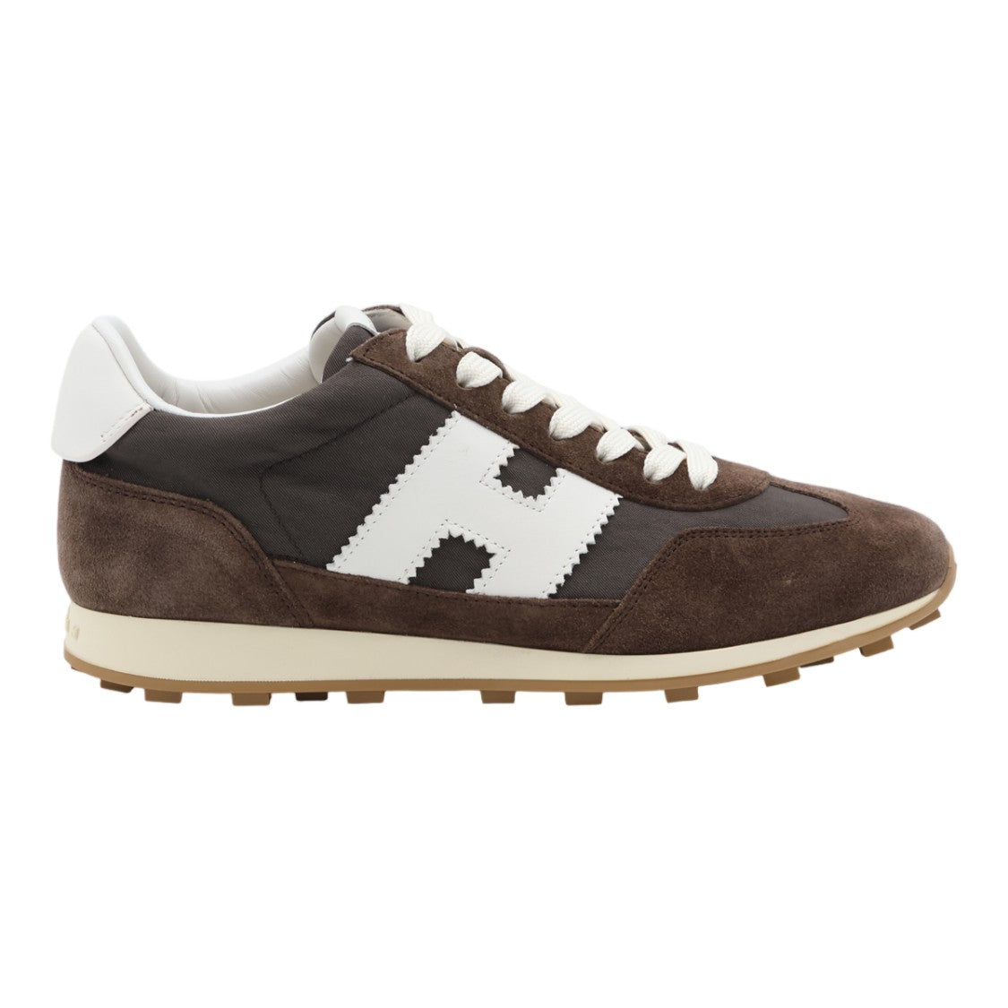 Hogan Dark Brown Suede And Fabric Sneakers