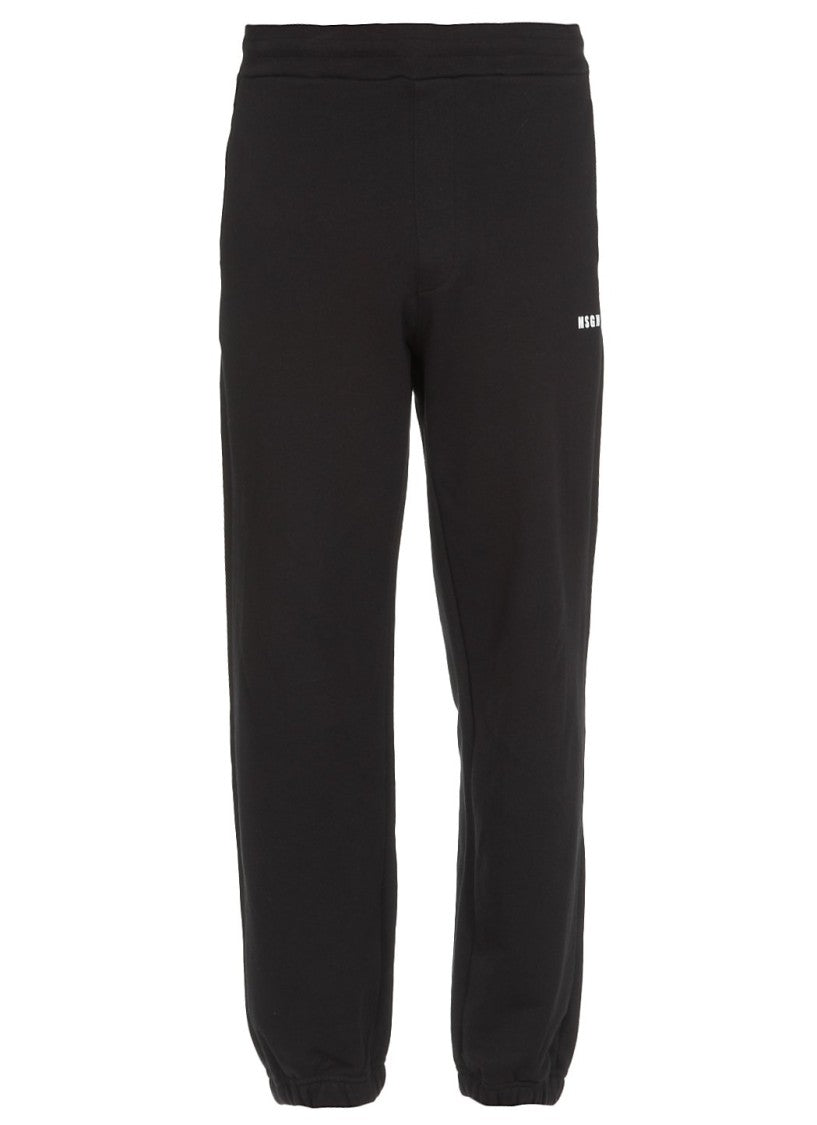 Msgm Relaxed-Fit Black Jogger Pants With Subtle Logo Detail