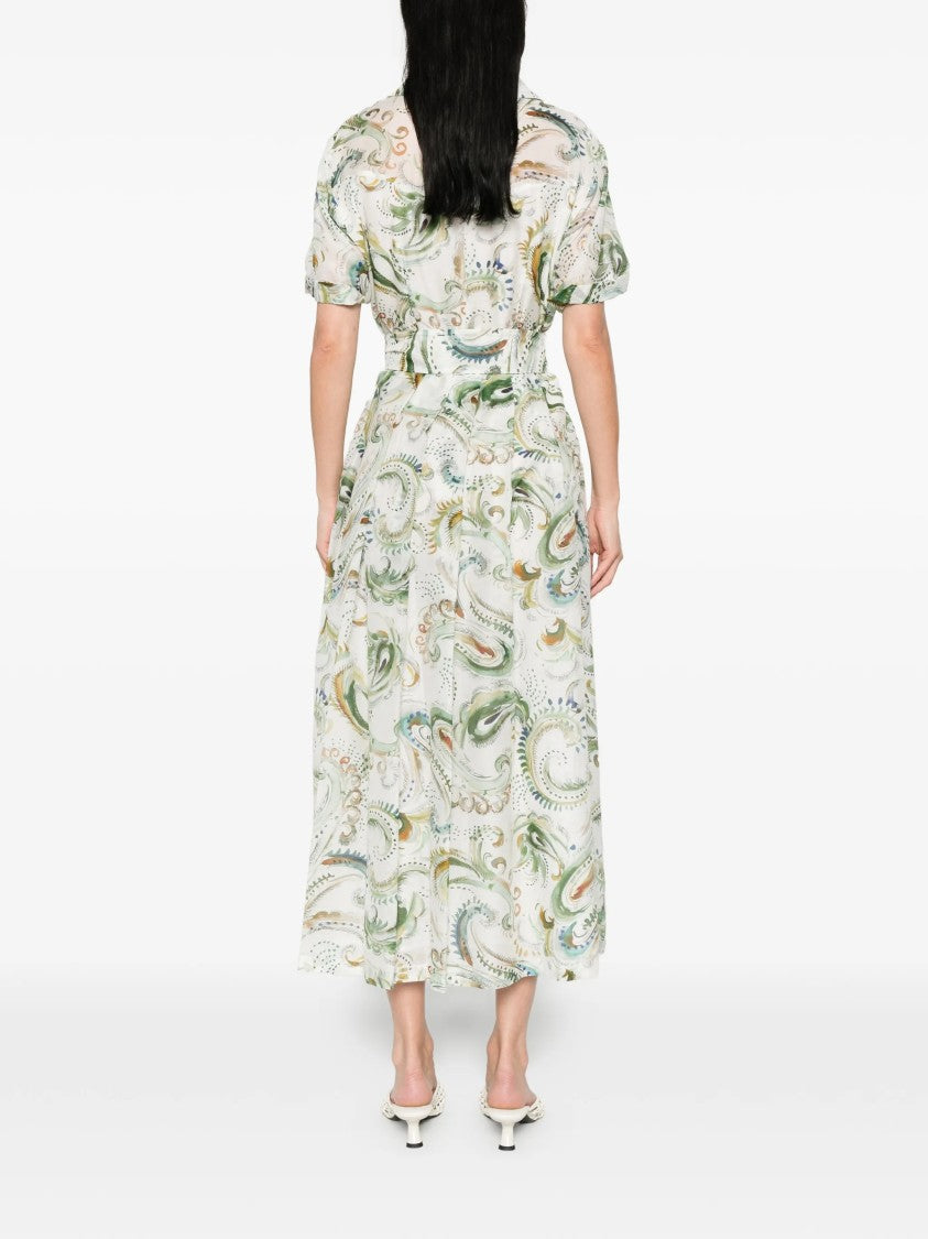 Marella Neutral Mllgalli Midi Cotton Silk Dress