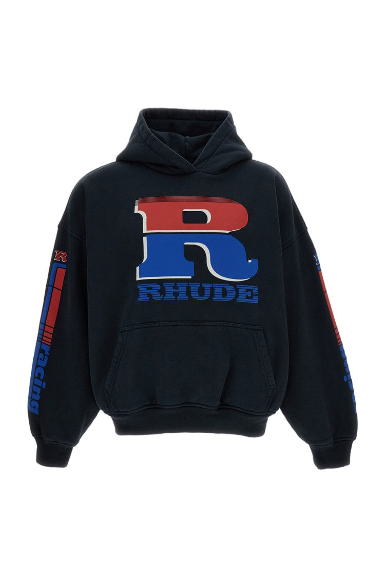 Rhude Black Brushed Cotton Oversized Hoodie