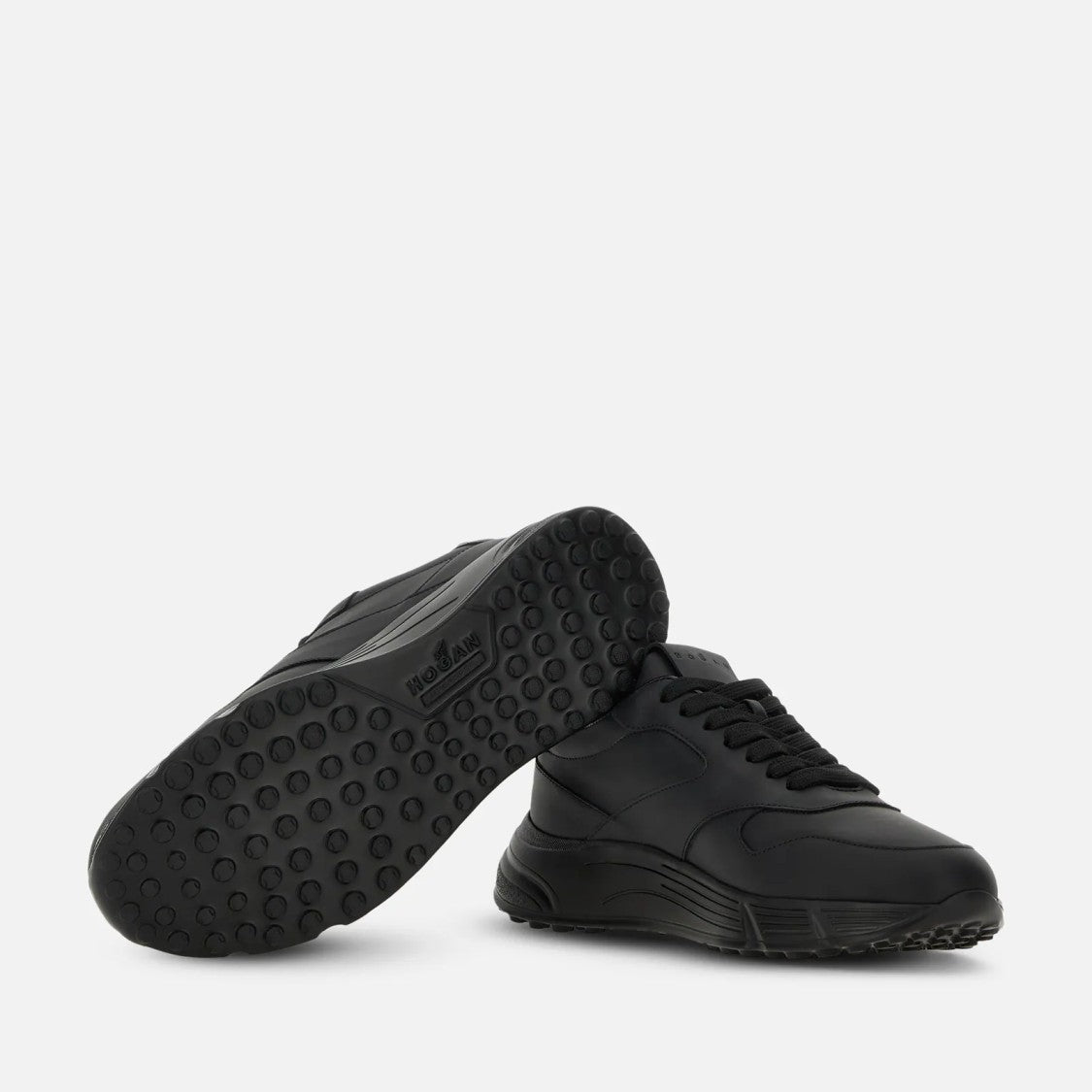 Hogan Hyperlight + Timbr Black Calfskin Lace-Up Sneakers