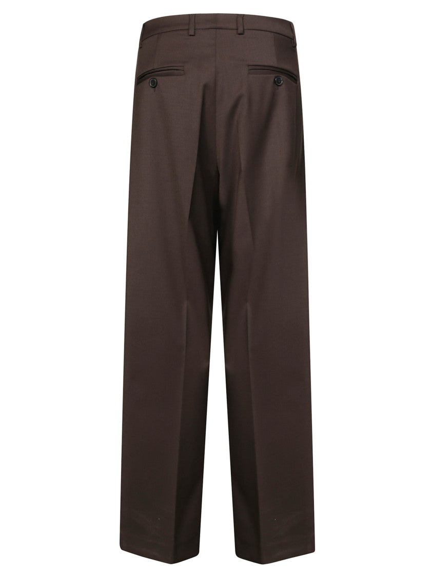 Amaranto Wide-Leg Wool Trousers With Pleated Front