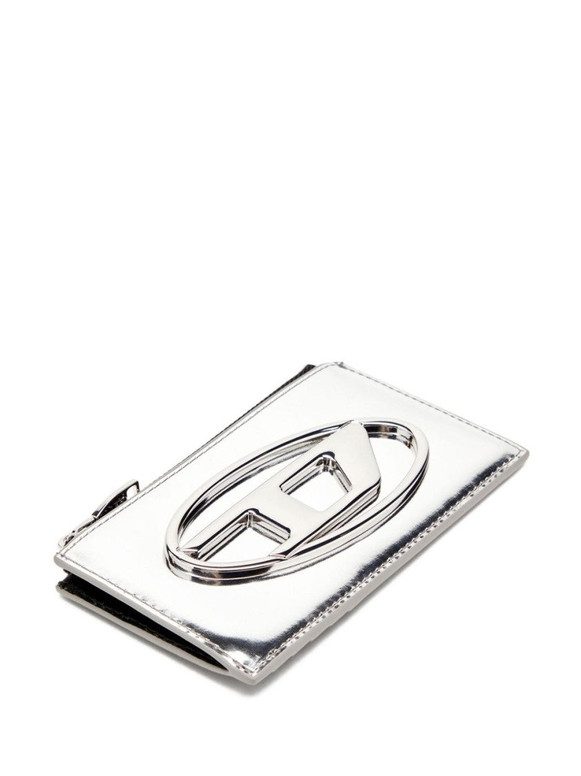 Diesel Shiny Metallic Zip Wallet With Prominent Logo