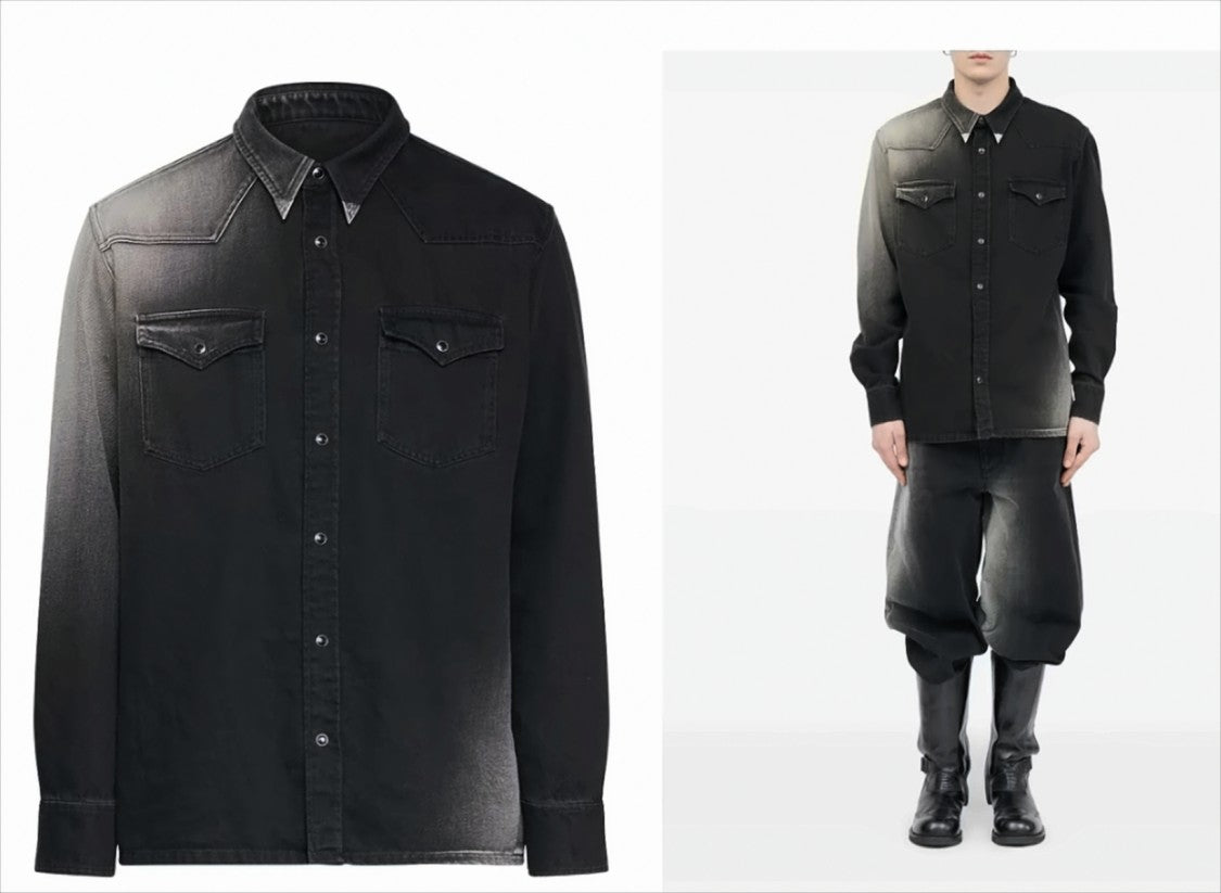 Mm6 By Maison Margiela Button-Down Vintage-Effect Black Shirt