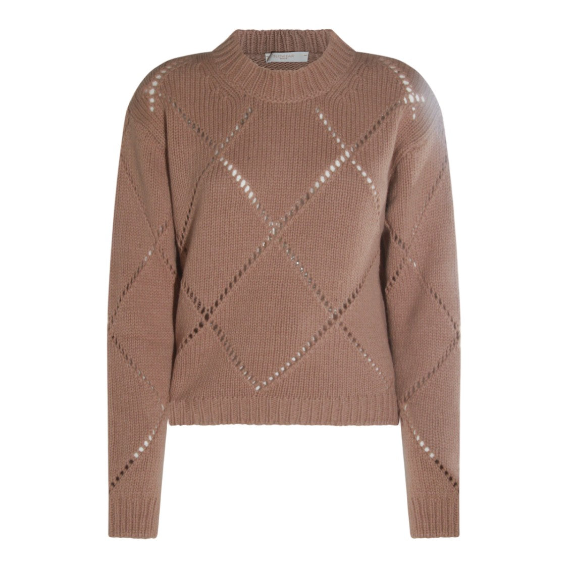 Zanone Brown Knit Sweater With Diamond Openwork Pattern