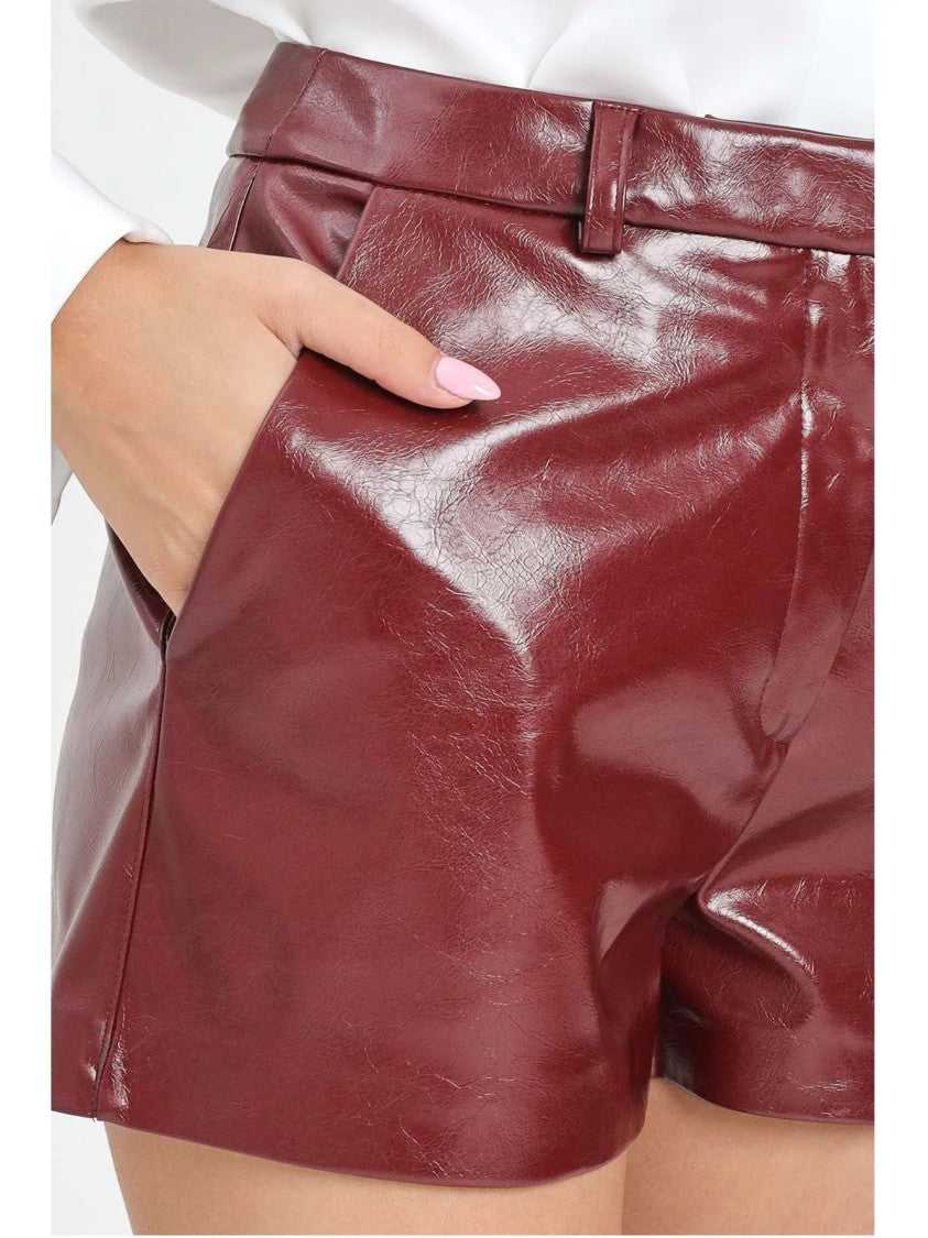 Simona Corsellini Red Polyester Shiny Shorts