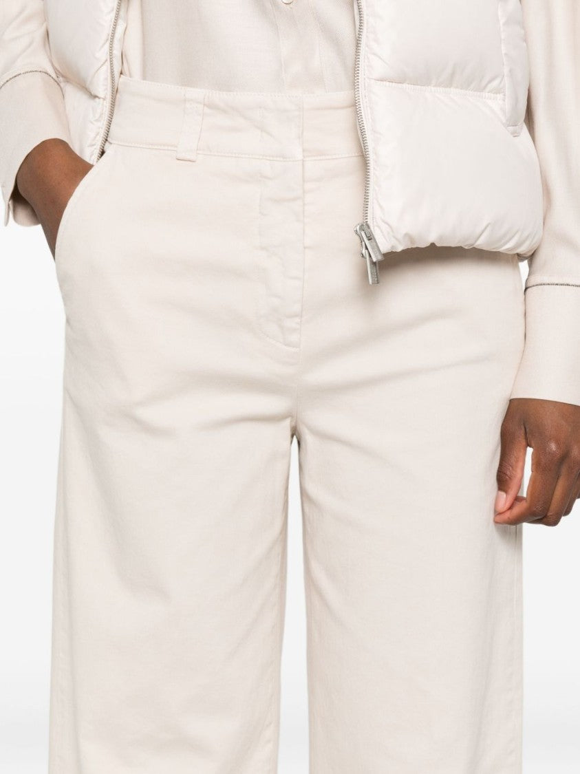 Peserico Wide-Leg Beige Trousers With High Waist