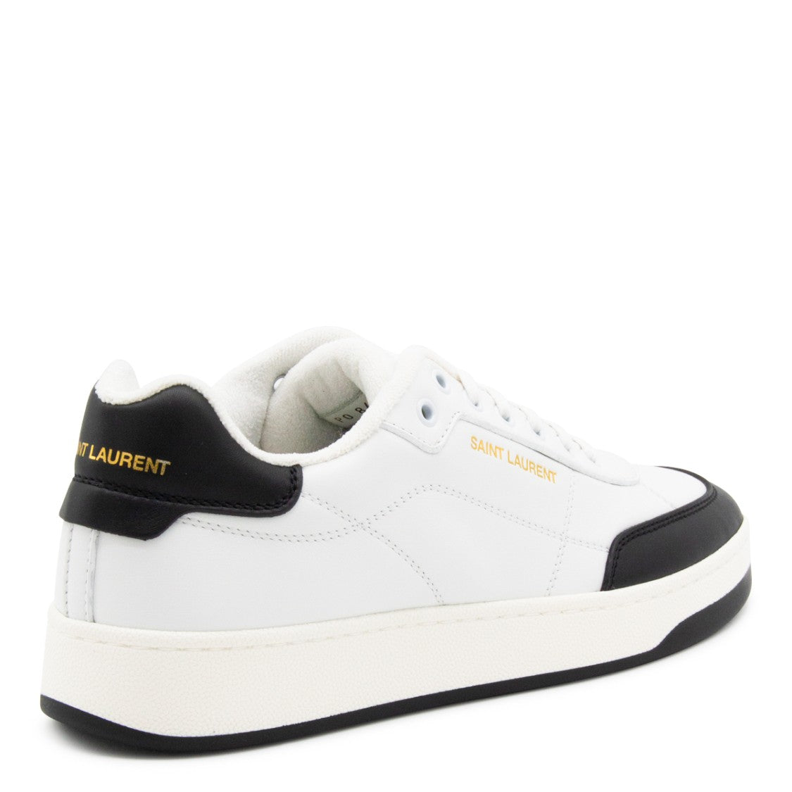 Saint Laurent Round Toe Leather Sneakers
