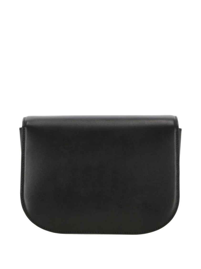 Furla Smooth Black Calf Leather Foldover Top Bag