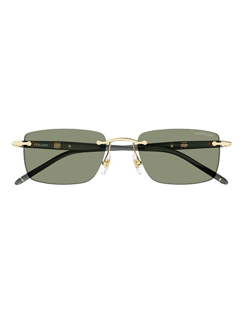 Montblanc Mb0344s Rimless Gold Green Sunglasses