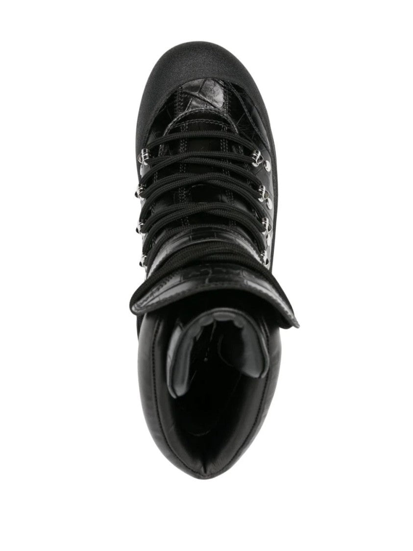 Bally Calf-Embossed Ankle Boots With Lace-Up Closure