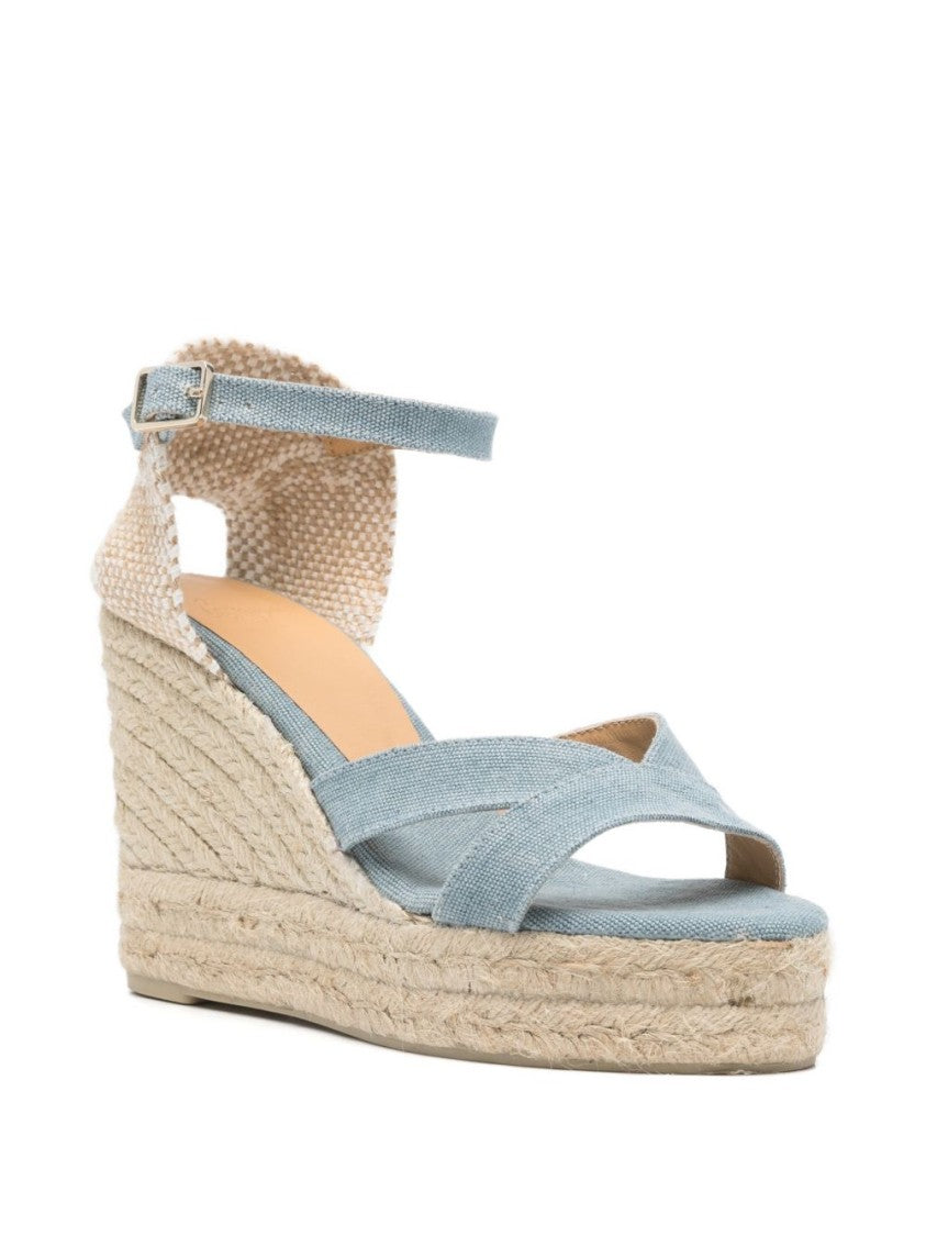 Castaner Light Blue Fabric Wedge Sandals