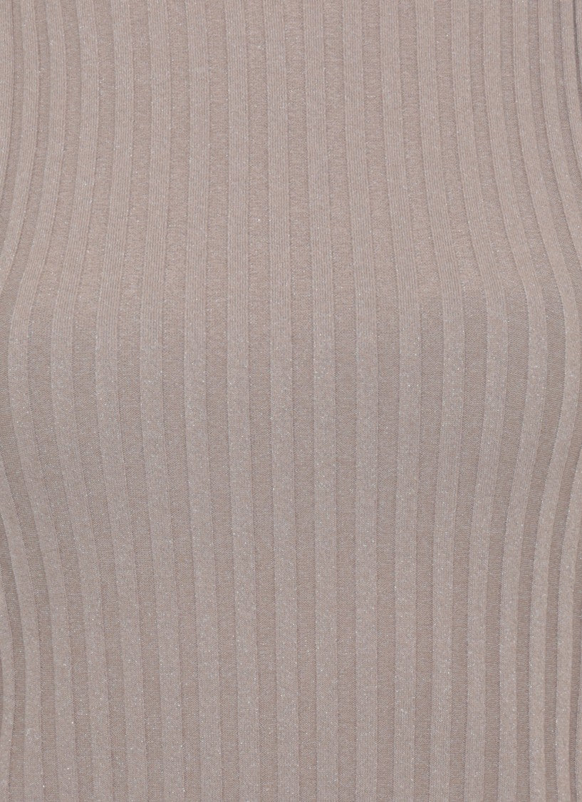 Peserico Brown Ribbed Pattern Cotton Tank Top