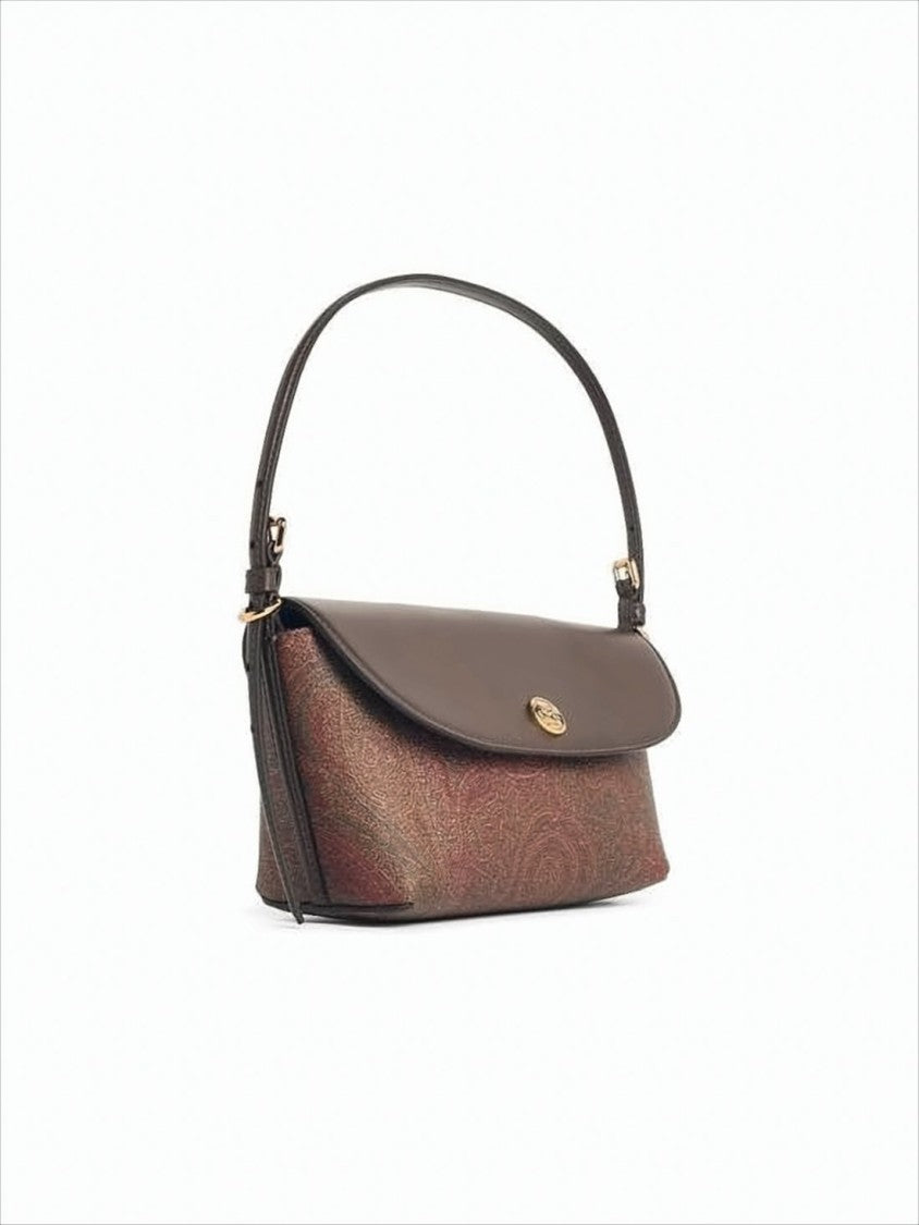 Etro Structured Brown Paisley Pattern Shoulder Bag