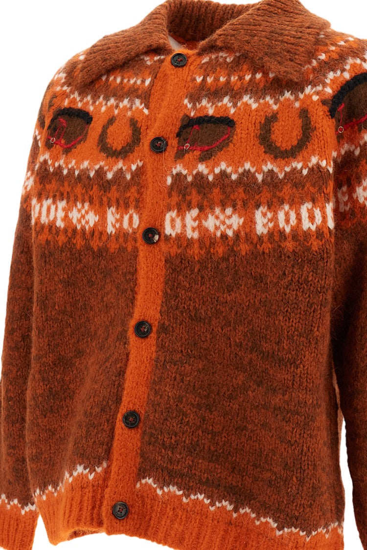 Bode New York Corral Alpaca Intarsia Cardigan