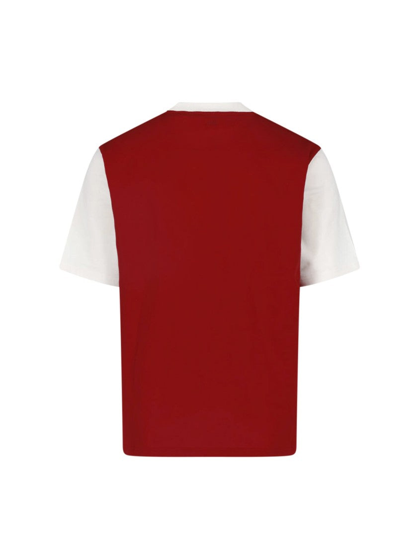 Ami Paris Red Cotton Contrast Logo T-Shirt