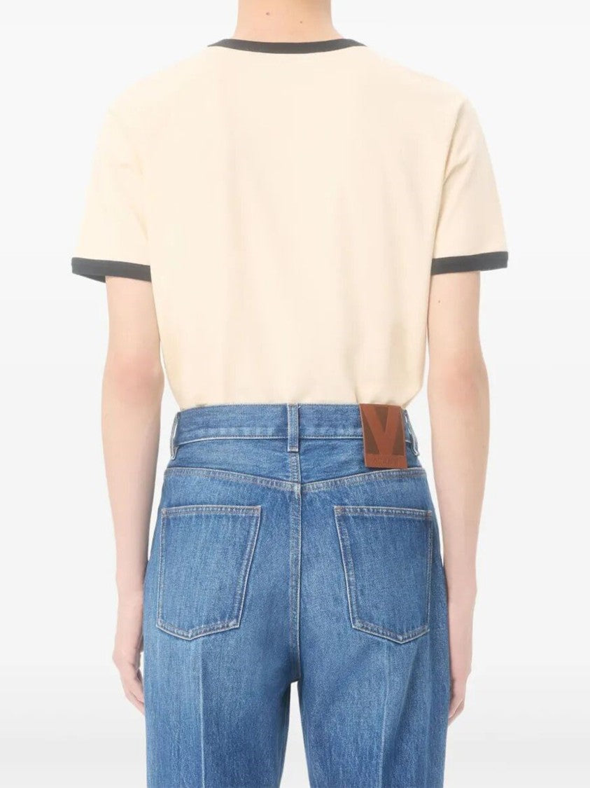 Valentino Light Beige Graphic Panther Cotton T-Shirt