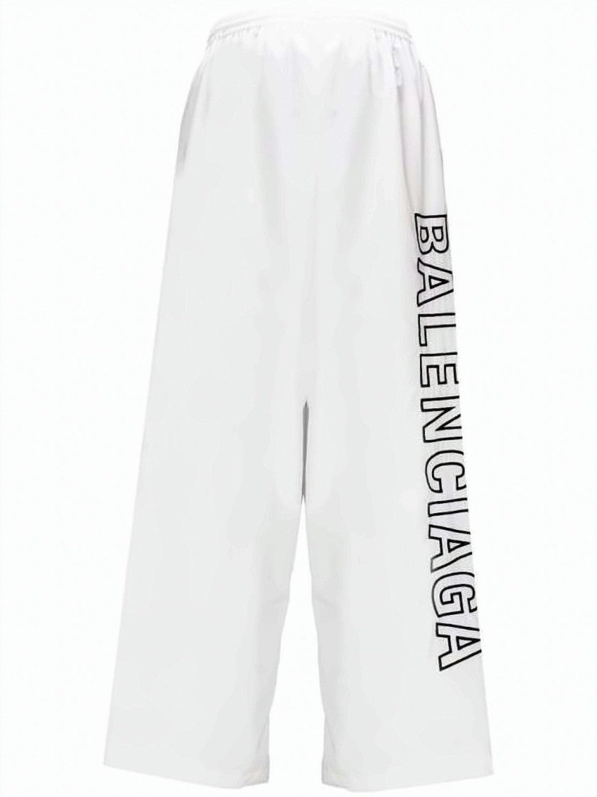 Balenciaga Wide-Leg Training Pants With Vertical Logo Print