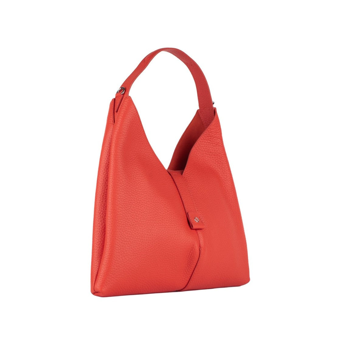 Orciani Poppy Red Leather Shoulder Bag Magnetic