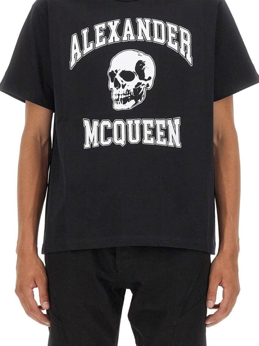 Alexander Mcqueen Skull Logo Cotton T-Shirt