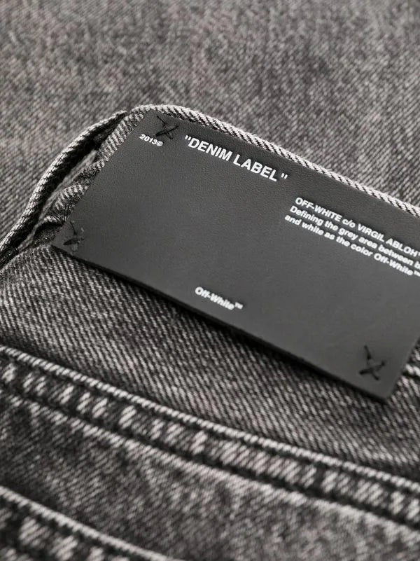 Off-White Cropped Leg Mid-Rise Denim Jeans