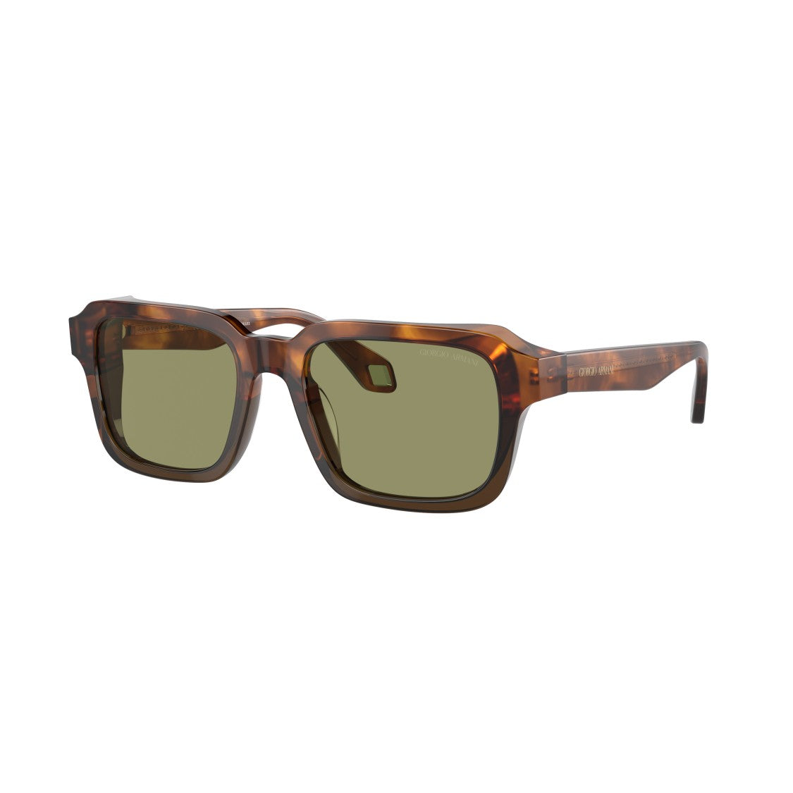 Giorgio Armani 0Ar8194u Bold Square Tortoiseshell Sunglasses With Green Lenses