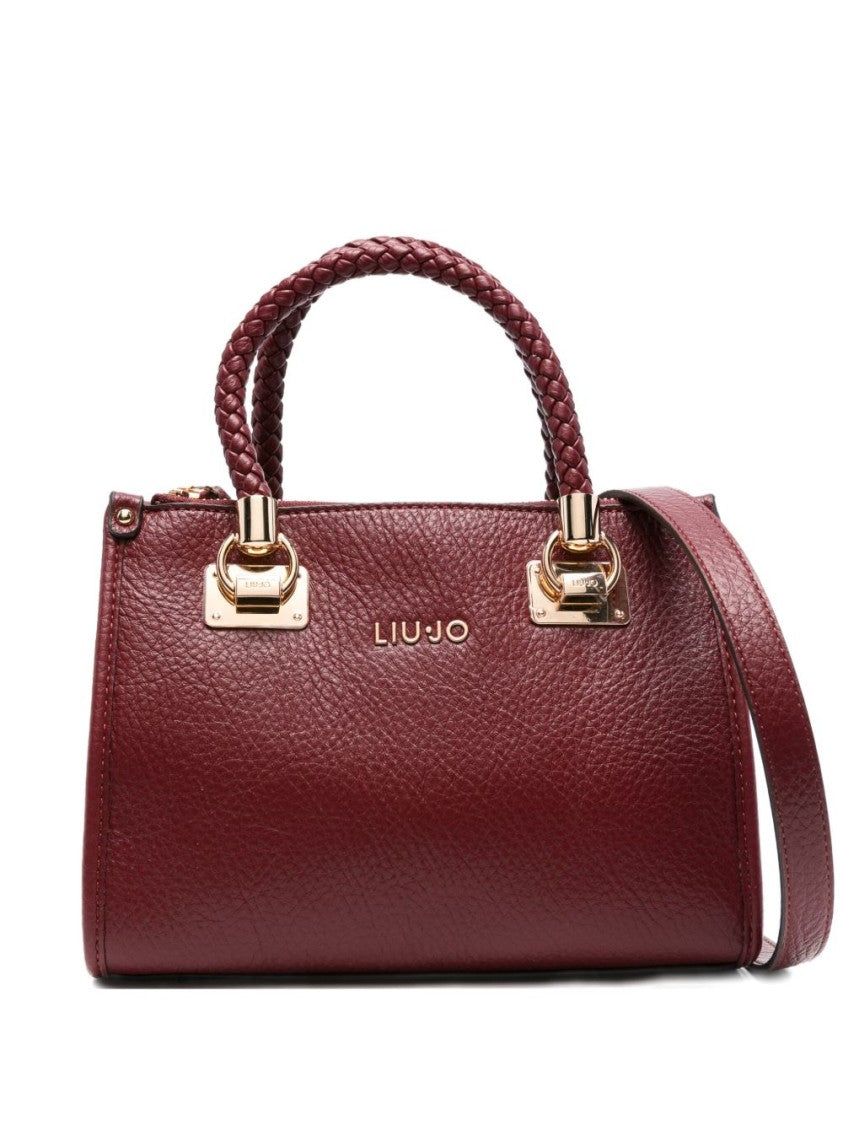 Liu Jo Structured Burgundy Handbag With Braided Handles