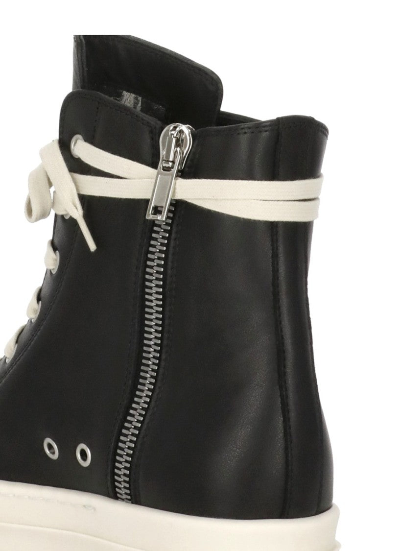 Rick Owens Black Side Zip High Sneakers