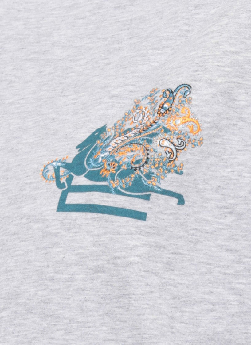 Etro Grey Cotton Pegasus T-Shirt
