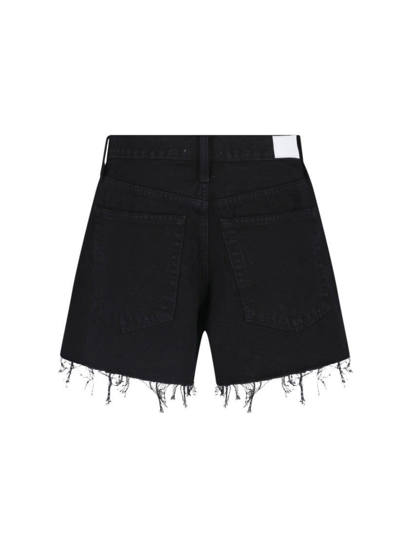 Re/Done Black The Breezy Mid-Rise Denim Shorts